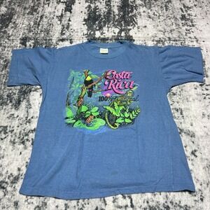 Vintage Legend Costa Rica 100 Percent Natural Graphic T Shirt Blue Men Medium
